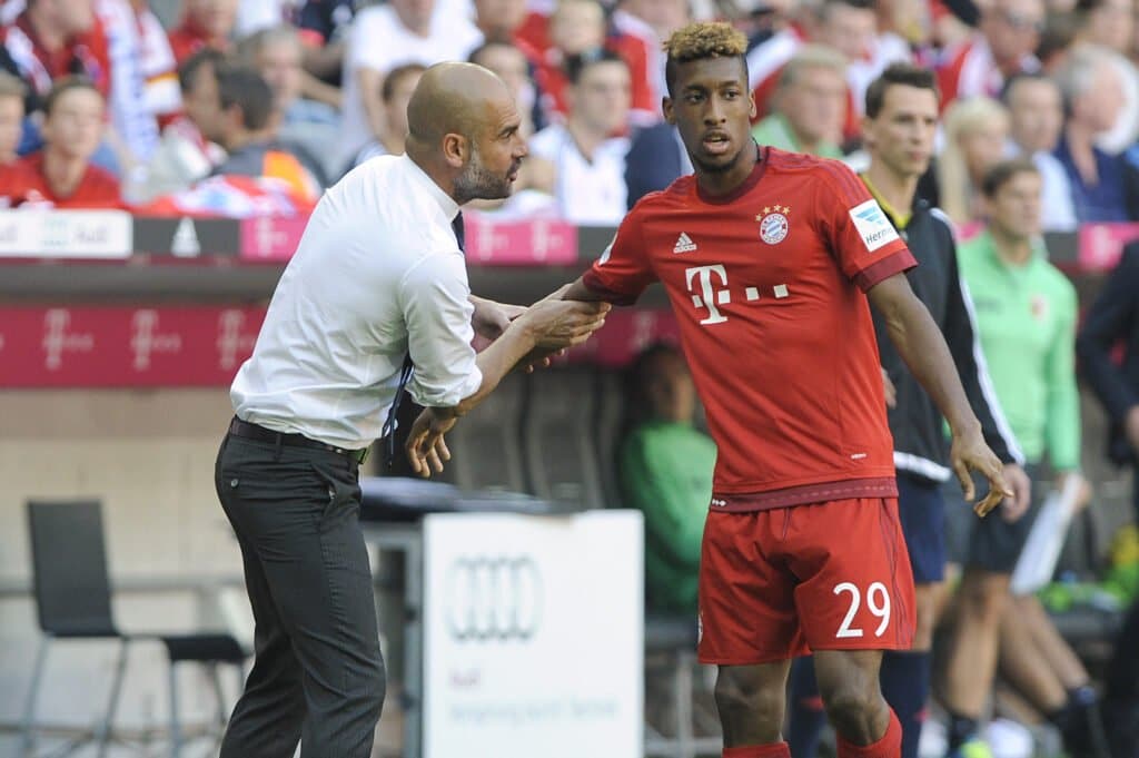 Pep Guardiola und Kingsley Coman